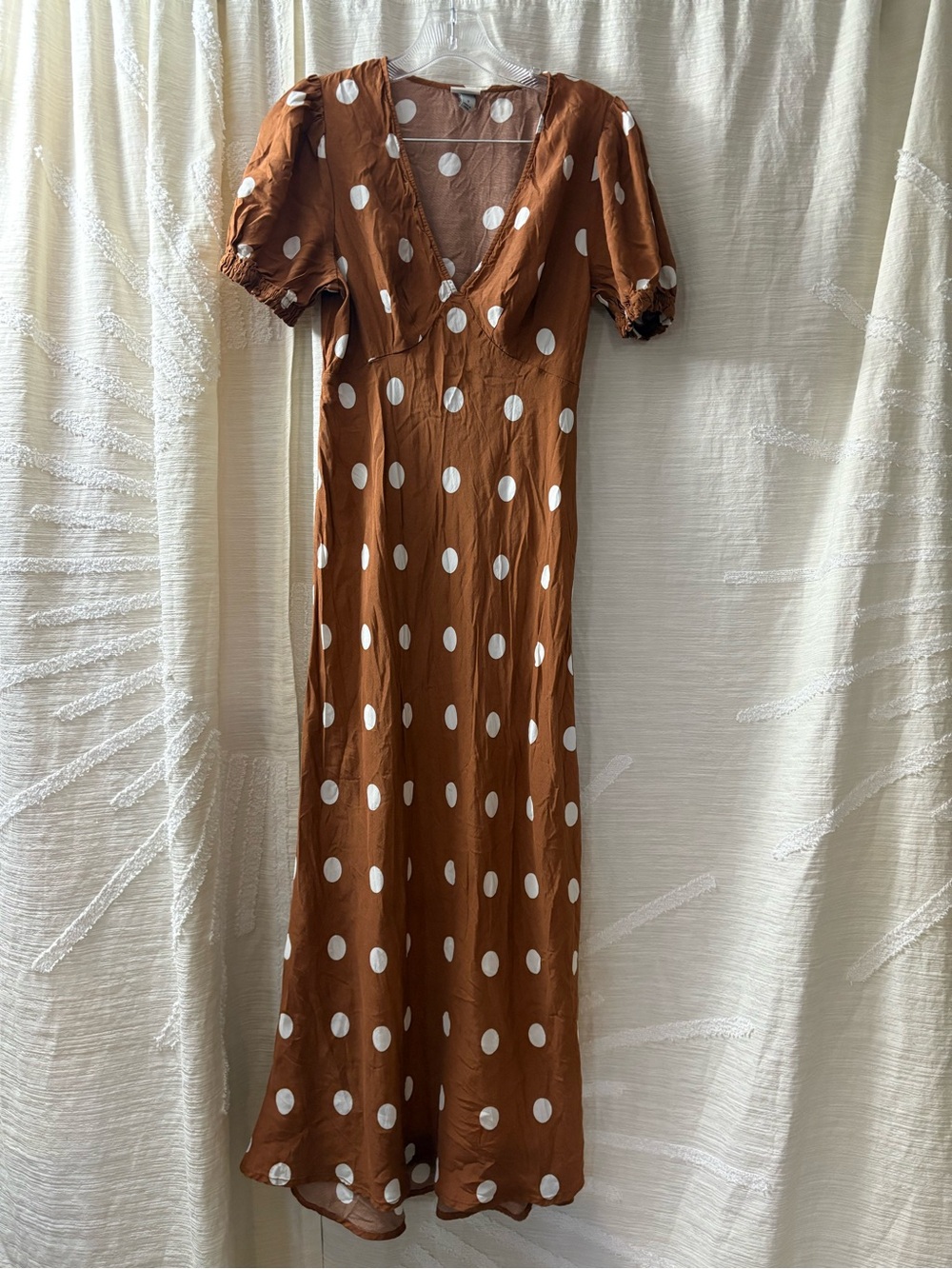 a new day Brown Polka Dot V-Neck Maxi Dress
